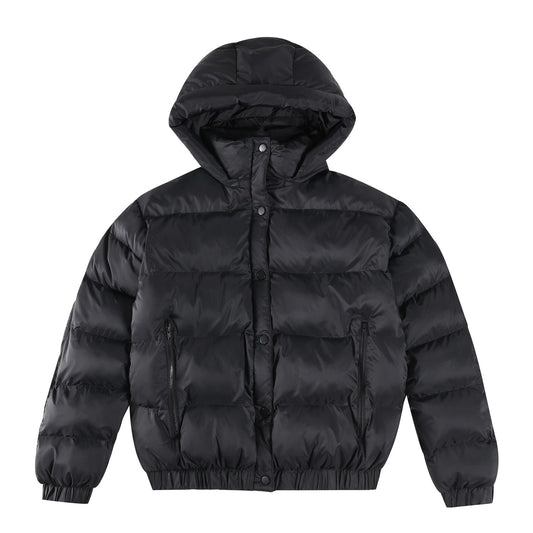 ALO Black Cropped Puffer Jacket with Removable Hood for Women