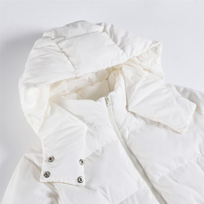 ALO White Cropped Puffer Jacket with Stand Collar for Women